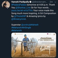 Maharshi Movie 4th Padara Padara Song Poster